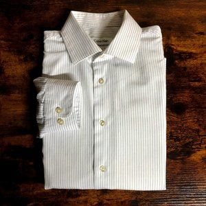 MEN'S CALVIN KLEIN BLUE PIN STRIPED BUTTON DOWN DRESS SHIRT